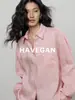 Com Espaço HAVEGAN/Linho Tencel Camisa Manga Longa Outono Proteção Solar Mulheres Solta Preguiçosa Relaxada Casual Top