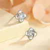 Pendientes de botón de trébol de cuatro hojas giratorio de plata pura s999 seleccionada cuidadosamente, simples, elegantes, atmosféricos, sensación de alta gama