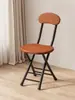 Taburete Plegable con Respaldo, Silla con Cojín Suave, Silla Sencilla para el Hogar, Silla Plegable para Dormitorio, Taburete Pequeño para Balcón, Taburete Redondo Portátil