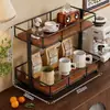 Estante de almacenamiento para café hecho a mano en salón de té, portavasos para mostrador de bar de oficina, organizador de mesa multicapa para tazas de agua y hervidor