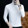 Camiseta de manga larga para hombre con cuello alto, camiseta interior elástica para hombre, primavera y otoño, casual, algodón, camiseta para hombre, top, moda, venta al por mayor