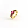 Anel de microzircônia esmeralda 18K banhado a cobre com abertura ajustável, design leve, cor luxuosa, anel oval da moda