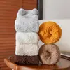 Calcetines de dormir gruesos y lindos de vellón de coral sin pelo de oso de dibujos animados tridimensionales para otoño e invierno, calcetines de luna, calcetines cálidos para el suelo para mujer