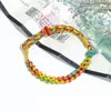 Pulsera tejida a mano de Xizang con Nudo de Flor de Melocotón de la Fortuna de Cinco Vías, Cuerda Multicolor Estilo Étnico, Pulsera de Cuerda Roja de la Montaña Wutai