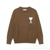Marca de Moda Europea y Americana Am* Corazón Jacquard Cuello Redondo Suéter de Punto Ropa de Punto Unisex Otoño e Invierno Suéter Capa Base