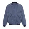 26165 High Street Estilo Americano Unisex Chaqueta con Hebilla Metálica Estructurada para Hombre Abrigo de Mezclilla Holgado Vintage