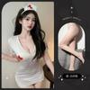 Lemon Story Lingerie Sexy Sexy Feminina Decote Profundo Uniforme Vazado Seios Pequenos Tentação Role Play Roupa de Enfermeira 8699