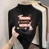 Ropa interior base con forro polar para niñas, nueva colección otoño/invierno 2026, estilo coreano, moderna, para niños mayores, cuello semi-alto, camiseta de manga larga con forro polar