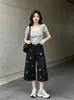Shorts Jeans de Barra Reta com Bordado de Cão e Gato Fofos para Homens, Novas Calças Cropped Casuais Soltas de Verão Estilo Americano para Mulheres, Tendência