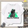 Nuevo Top Casual de Algodón Puro de Manga Corta Holgado con Estampado de Libélula Delta Action para Verano, para Hombres, Mujeres y Niños