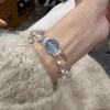 Pulsera de Cristal Blanco Plateada Pulsera de Cristal para Niñas Nueva Pulsera Nicho de Lujo Ligero Fabricante Directo Pulsera para Mejor Amiga