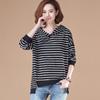 Sudadera Talla Grande para Gorditas para Mujer Versión Grande Ropa Holgada de Otoño e Invierno Sudadera Casual de Punto a Rayas con Capucha para Mujer Abrigo de Comercio Exterior para Mujer