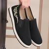 Zapatos de Tela Bordados Old Worker Old Beijing para Hombre Suela Suave Casual para Mediana Edad y Mayores Ligeros sin Cordones Suela Antideslizante para Papá