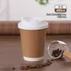 Taza de Café Desechable con Tapa, Taza para Té de Leche de Soya, Taza de Papel Kraft, Taza Comercial para Llevar, Taza de Papel para Bebidas Calientes