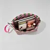 Bolso de Mano de Punto Rayado para Mujer, Bolso Tejido de Tela para Guardar Cosméticos de Gran Capacidad con Bloques de Color a Cuadros Retro, de Mano