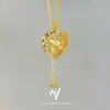Novo Design Nicho Estilo Chinês com Senso de Luxo, Estilo Jovem, Trabalhos em Ouro com Efeito Gelo Triturado, Borboleta, Flor e Carrossel Vazado Pingente Dourado com Areia