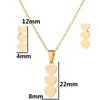 Collar con Colgante Geométrico Simple de Acero Inoxidable Europeo y Americano Pendientes Modernos y Elegantes con Corte Calado en Forma de Corazón Origami Juego de Tres Piezas