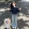 Conjunto de Primavera y Otoño para Niñas 2026 Nuevo Estilo Camiseta Falsa de Dos Piezas Infantil Moda de Niña Conjunto de Dos Piezas de Otoño Tendencia