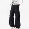Calça Casual Masculina Colaboração Nasa Primavera e Outono Bolso Diagonal Externo Calça Paraquedista Estilo Americano Tendência Solta Funcional Calça Cargo