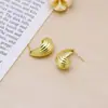 Pendientes de Plata de Ley S925 con Aguja Dorada de Nuevo Estilo Transfronterizos con Rayas de Gota de Agua Joyería de Oreja Simple de Moda Personalidad Forma de C