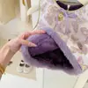 2025 Original Estilo Princesa Atuendo de Año Nuevo Invierno Niña Morado Estilo Chino Chaleco Falda de Pastel de Terciopelo Conjunto de Dos Piezas