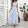 Comercio Exterior Amazon Transfronterizo 2025 Primavera/Verano Vestido de Tirantes a Rayas Patchwork Estilo Fresco Europeo y Americano
