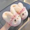 Pantuflas de algodón de invierno para niños con talón para niñas, cálidas para el hogar, de felpa peluda para padres e hijos, antideslizantes, de suela gruesa, de algodón para niños mayores