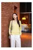 Nuevo cárdigan de punto para mujer de lana 100% con cuello redondo, popular y elegante, hecho de hilo Yangzi, lavable a máquina, lana Puyuan