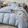 Juego de Cuatro Piezas de Algodón 100% Puro de Lujo Ligero, Funda de Edredón de Algodón de Fibra Larga, Sábana Plana, Sábana Ajustable, Juego de Cama de Tres Piezas para Dormitorio Estudiantil