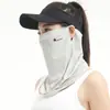 Mascarilla de Protección Solar de Seda de Hielo para Mujer, Polaina de Protección UV para Ciclismo con Orejeras, Velo Transpirable de Protección Solar con Sensación de Hielo