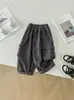Chaqueta de Cuero para Niños Conjunto de Primavera y Otoño 2026 Nueva Versión Coreana Chaqueta Vintage Conjunto de Sudadera Desgastada y Pantalones de Trabajo