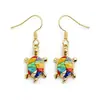 Aretes de Animales con Estampado de Leopardo y Tortuga, Aleación de Esmalte Colorido, Joyería de Tortugas Marinas al por Mayor, Diseño de Nicho
