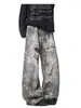 Jeans Rotos Estilo Americano con Estrellas para Hombre, Diseño de Calle de Primavera, Pantalones Vintage Sueltos de Pierna Ancha