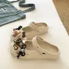 Sandalias Retro Mary Jane para Mujer de Verano EVA Estampado de Leopardo Retro Cadena de Perlas DIY para Exteriores y Viajes Punta Cerrada