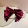 Horquilla retro dulce elegante grande señorita simple elegante perla pequeño colgante terciopelo lazo grande clip superior horquilla