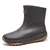 Botas de Lluvia Forradas de Polar Transfronterizas para Hombre, Botas de Lluvia de Media Caña, Zapatos Acuáticos Antideslizantes, Botas de Lluvia de Moda para Exportación, Zapatos de Goma para el Trabajo, Zapatos de Cocina para Hombre