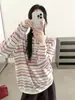 Outono de 2026 Novo Estilo Coreano 100% Lã Blocos de Cor Listrado Lapela Versátil Emagrecedor Blusa de Tricô para Mulheres