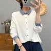 Camisa de manga larga de gasa de algodón puro estilo coreano para el trabajo, nuevo cuello de muñeca vintage, camisa que reduce la edad y estiliza para mujer, moderna para primavera y otoño