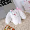 Pingente de brinquedo de pelúcia de coelho fofo, coelho de orelhas compridas fofo de desenho animado, boneca de decoração para chaveiro de bolsa de menina