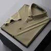 LiquidaciónCamisa Polo de Manga Corta de Seda de Hielo para Hombre, Nuevo Estilo de Verano, Camiseta Transpirable Sin Costuras al Tacto Frío, Top de Cuello Campana Casual de Negocios