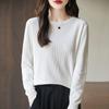 Suéter de gola redonda feminino outono e inverno novo pulôver de algodão puro base camisa top cor sólida all-match outer wear suéter de manga comprida