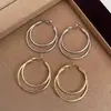 Pendientes de Aro Grandes Doble Círculo con Pasador de Plata 925, Pendientes Versátiles de Alta Gama, Diseño de Moda, Pendientes de Aro Elegantes, Pendientes
