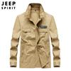 Camisa de Manga Larga para Hombre Nueva de Primavera y Otoño Talla Grande Holgada Casual Algodón Puro Color Sólido Solapa Camisa de Trabajo 8915JP