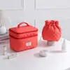 Bolsa de Maquillaje Grande de Alta Gama Acolchada Floral Fresca y Sencilla, Set de Dos Piezas Portátil de Viaje Impermeable Mejorado de Segunda Generación