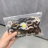 100 Elásticos de Cabelo de Crisântemo Pequenos Amassados, Elásticos Coloridos Simples Embalados para Crianças, Anéis de Toalha, Elásticos de Cabelo de Polegar Modernos