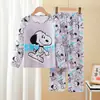 Pijamas nuevos del sudeste asiático para niños, niñas, verano, primavera y otoño, de manga larga, dibujos animados, para niños medianos y grandes, ropa de hogar para niños, venta al por mayor