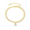 Las tobilleras transfronterizas son simples y versátiles, brillantes e incrustadas con diamantes, con letras mayúsculas en inglés, joyería de pie de moda europea y americana, moderna y versátil