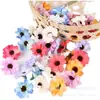 Cabezas de Flores Artificiales Estilo Bosque, Margaritas Pequeñas, Girasoles Pequeños, Coronas Falsas de Cosmos, Accesorios para Scrapbooking, Decoraciones Florales para Bodas