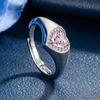 Anel rosa original com microincrustação de coração anel de abertura ajustável estilo europeu e americano anel de diamante de zircônia em estoque atacado