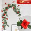 Videira de Rosa Simulada Flor Artificial Planta Verde para Interior Tubulação de Ar Condicionado no Teto Decoração de Arco de Casamento Atacado